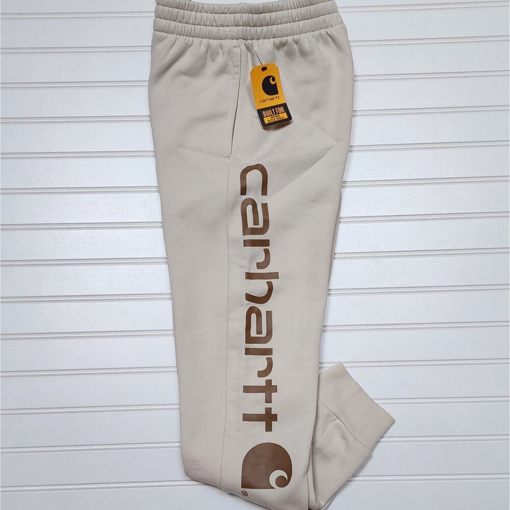 NWT Carhartt Youth Boys Fleece Logo Sweatpants Size M (10-12) Malt
